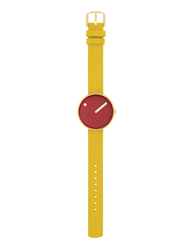 PICTO | 34 MM / CINNAMON RED DIAL / CANARY YELLOW LEATHER STRAP
