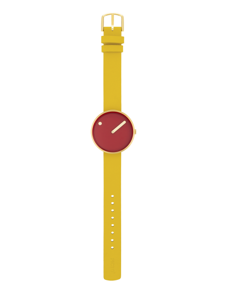 PICTO | 34 MM / CINNAMON RED DIAL / CANARY YELLOW LEATHER STRAP