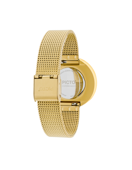 PICTO | 34 MM / CINNAMON RED DIAL / MATT GOLD MESH BAND