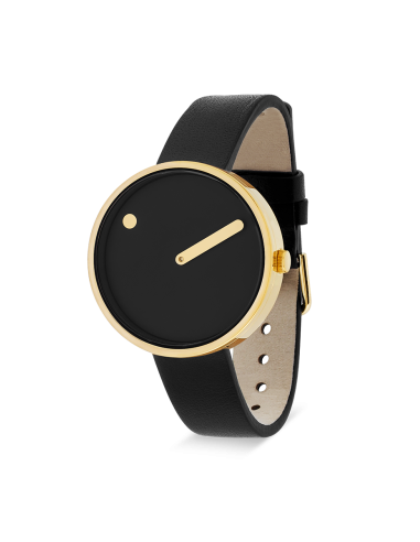 PICTO | 34 MM / BLACK DIAL / BLACK LEATHER STRAP