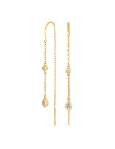 JOANLI NOR | Forgyldt sølv ørehængere 2cz LINENOR