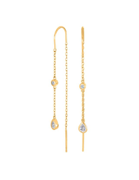 JOANLI NOR | Forgyldt sølv ørehængere 2cz LINENOR