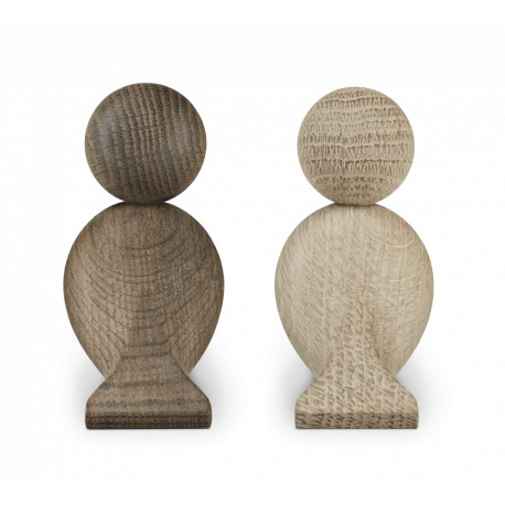 KAY BOJESEN - TURTELDUER  - PAR MED TO DUER -  TRÆFIGURER I UBEHANDLET EG OG UBEHANDLET RØGET EG