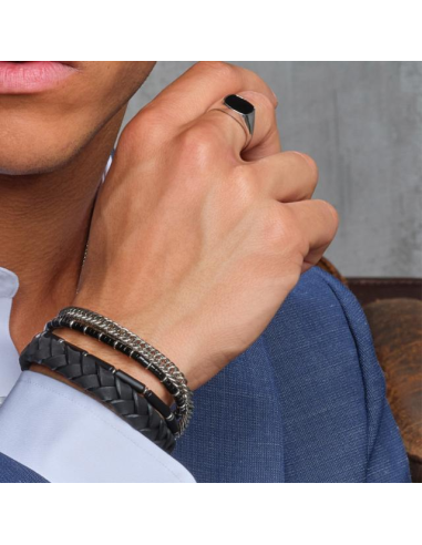 SON OF NOA | SON armbånd sort kalveskind 21cm