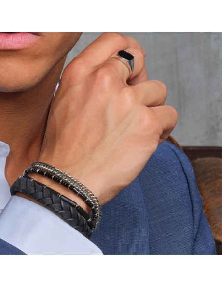 SON OF NOA | SON armbånd sort kalveskind 21cm