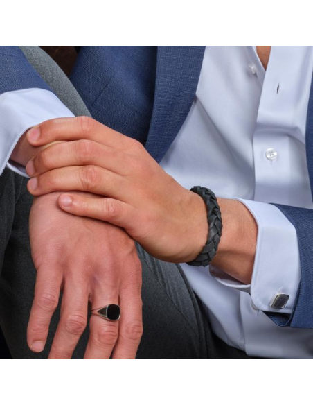 SON OF NOA | SON armbånd sort kalveskind 21cm