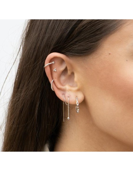 NORDAHL JEWELLERY | Rhod. sølvearcuff kugler PIERCE52 1 stk.