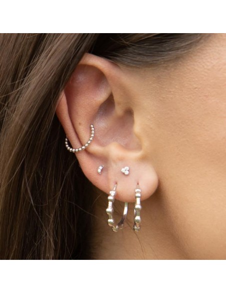 NORDAHL JEWELLERY | Rhd. sølv Labret-piercing 3 CZ 3mm Rør PIERCE52 1s