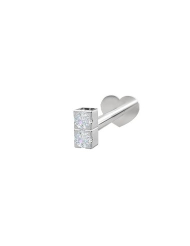 NORDAHL JEWELLERY | Rhd. sølv Labret-piercing 2 CZ 3mm Grab PIERCE52 1