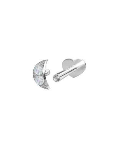 NORDAHL JEWELLERY | Rhd. sølv Labret måne m/ CZ 3,5mm PIERCE52 1stk
