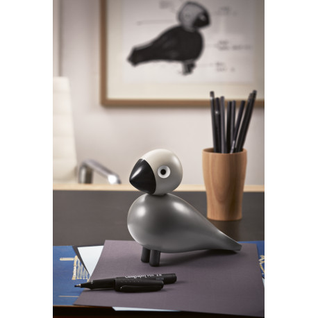 KAY BOJESEN - SANGFUGL ERNST - TRÆFIGUR I MALET BØG - GRÅ FUGL MED SORT NÆB