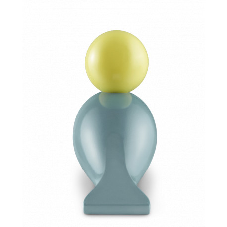 KAY BOJESEN - SANGFUGL SUNSHINE - TRÆFIGUR I MALET BØG - LYSEBLÅ FUGL MED GULT HOVED,  GRØNT NÆB OG BLÅ BEN