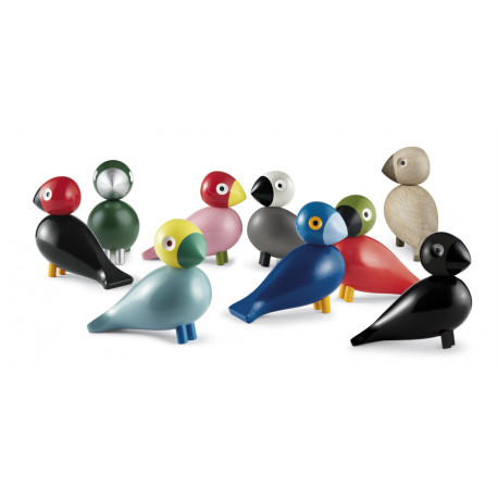 KAY BOJESEN - SANGFUGL SUNSHINE - TRÆFIGUR I MALET BØG - LYSEBLÅ FUGL MED GULT HOVED,  GRØNT NÆB OG BLÅ BEN