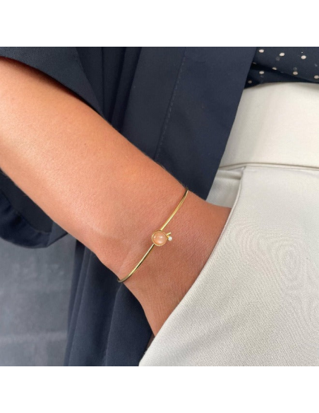 HEIRING | KOULÈ ARMRING MED PEACH MÅNESTEN OG BRILLANT FORGYLDT HEIRING | KOULÈ ARMRING MED PEACH MÅNESTEN OG BRILLANT FORGYLDT