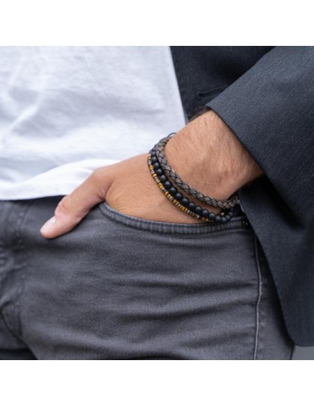 SON OF NOA | SON armbånd matt black onyx 19cm - 25cm SON OF NOA | SON armbånd matt black onyx 19cm - 25cm