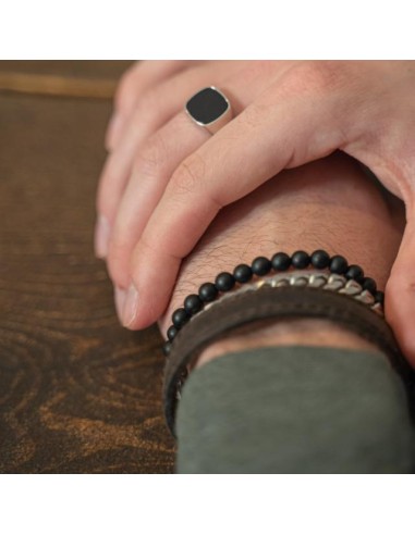 SON OF NOA | SON armbånd matt black onyx 19cm - 25cm