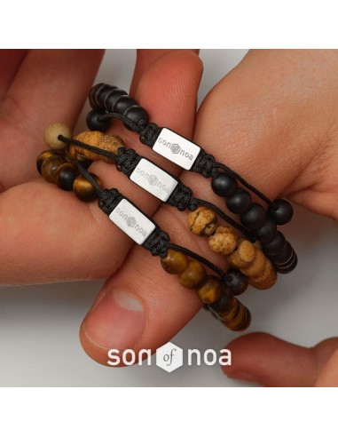 SON OF NOA | SON armbånd matt black onyx 19cm - 25cm