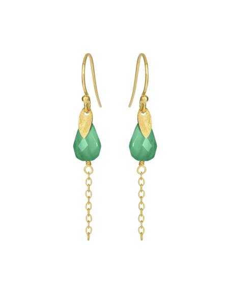 SUSANNE FRIIS BJØRNER | Ørering (bøjle), forgyldt sølv m. farvet grøn aventurin facet dråbe