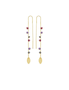 SUSANNE FRIIS BJØRNER | Ørekæde m fast bøjle, forgyldt sølv, ametyst, granat, iolit