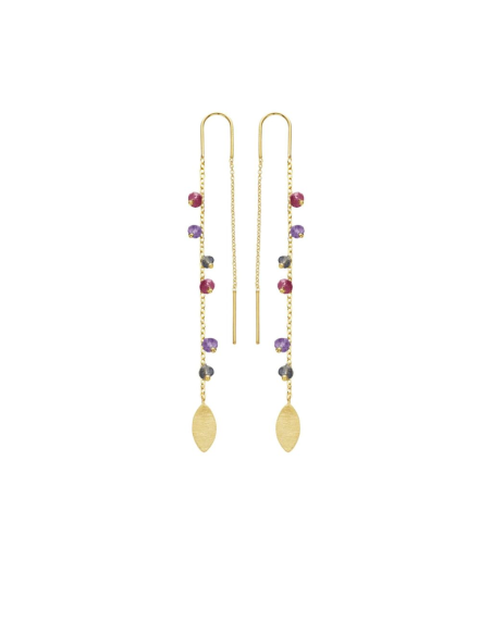 SUSANNE FRIIS BJØRNER | Ørekæde m fast bøjle, forgyldt sølv, ametyst, granat, iolit