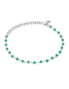 SUSANNE FRIIS BJØRNER | Armbånd 16-20 cm, sølv, viklet 3-4 mm facet grøn agat