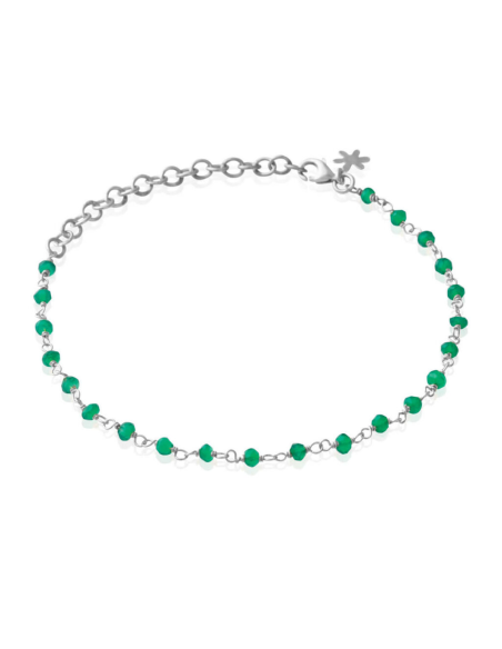 SUSANNE FRIIS BJØRNER | Armbånd 16-20 cm, sølv, viklet 3-4 mm facet grøn agat