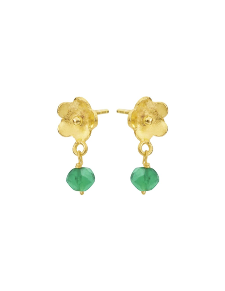 SUSANNE FRIIS BJØRNER | Ørestik, forgyldt sølv med grøn agat facet