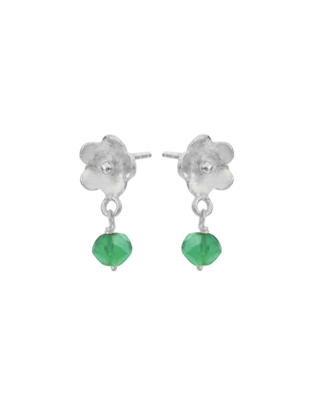 SUSANNE FRIIS BJØRNER | Ørestik, sølv med lille grøn agat facet