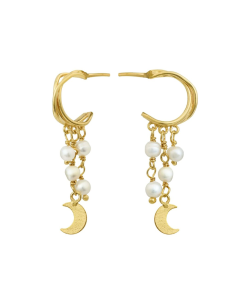 SUSANNE FRIIS BJØRNER | Creol, forgyldt sølv, hvid ferskvandsperle og måne