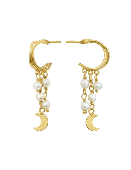 SUSANNE FRIIS BJØRNER | Creol, forgyldt sølv, hvid ferskvandsperle og måne
