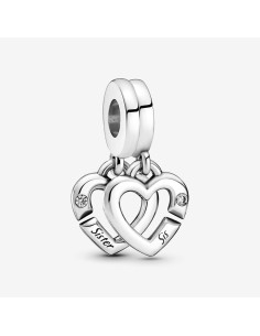 PANDORA | Forbundne Søsterhjerter Charm med todelt vedhæng