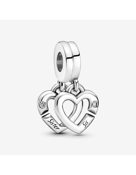 PANDORA | Forbundne Søsterhjerter Charm med todelt vedhæng PANDORA | Forbundne Søsterhjerter Charm med todelt vedhæng