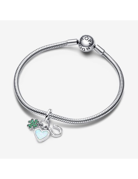 PANDORA | Four Leaf Clover, Heart og Horseshoe Tredobbelt Charm med vedhæng PANDORA | Four Leaf Clover, Heart og Horseshoe Tredobbelt Charm med vedhæng