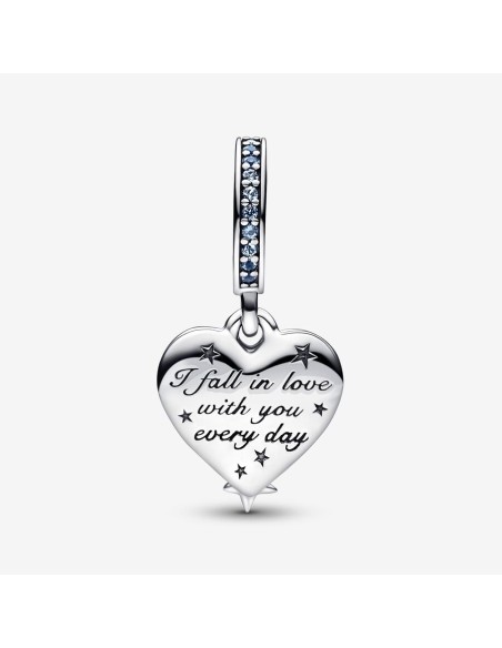 PANDORA | Kosmisk Stjerneskud Hjerte Charm med dobbelt vedhæng PANDORA | Kosmisk Stjerneskud Hjerte Charm med dobbelt vedhæng