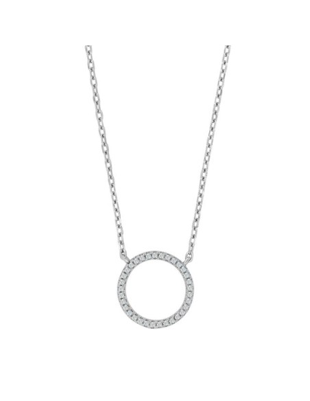 JOANLI NOR | Sølv rhodineret cirkel vedhæng ANNA m/ kæde