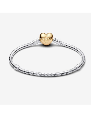 PANDORA Slangekædearmbånd med hjertelås til personlige charms.