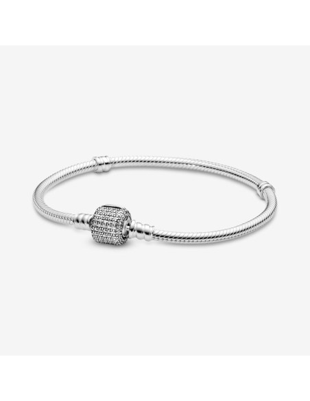 PANDORA | Moments Sparkling Pavé Clasp Slangekædearmbånd PANDORA | Moments Sparkling Pavé Clasp Slangekædearmbånd