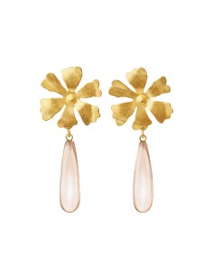 SUSANNE FRIIS BJØRNER |Forgyldt ørering med blomst og dråbe