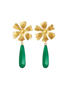 SUSANNE FRIIS BJØRNER | Forgyldt ørering med blomst og dråbe
