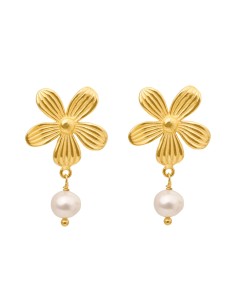 SUSANNE FRIIS BJØRNER | Forgyldt riflet blomster øreringe