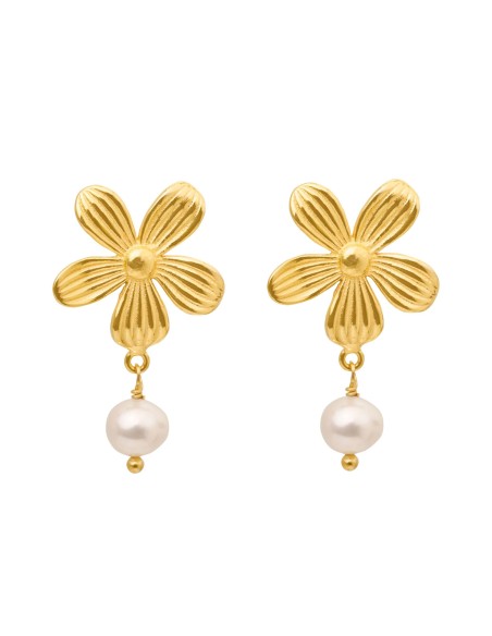 SUSANNE FRIIS BJØRNER | Forgyldt riflet blomster øreringe