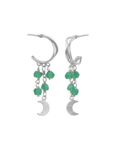 SUSANNE FRIIS BJØRNER | Creol, sølv grøn agat og måne ca. 3,5 cm