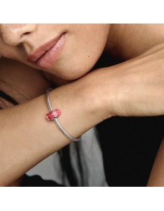 PANDORA | Bølget Lyserødt Muranoglas Charm 2