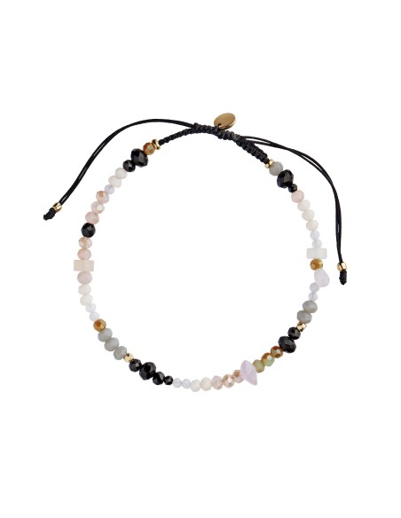 STINE A | PLANBØRNEFONDEN SHADES BRACELET SOFT COLORS AND BLACK RIBBON STINE A | PLANBØRNEFONDEN SHADES BRACELET SOFT COLORS AND BLACK RIBBON