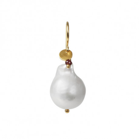 STINE A BAROQUE PEARL EARRING WITH GEMSTONE