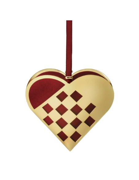 H.C. ANDERSEN JULEPYNT - Julehjerte M 10 cm flettet - forgyldt