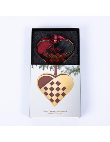 H.C. ANDERSEN JULEPYNT - Julehjerte M 10 cm flettet - forgyldt