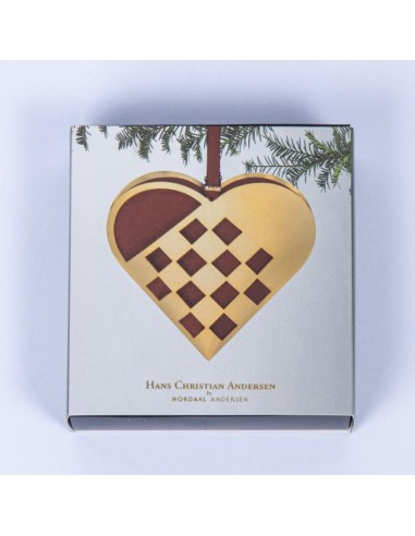H.C. ANDERSEN JULEPYNT - Julehjerte M 10 cm flettet - forgyldt