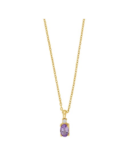 Siersbøl | 8kt. guldvedhæng m/ametyst + cz inkl. forg. kæde