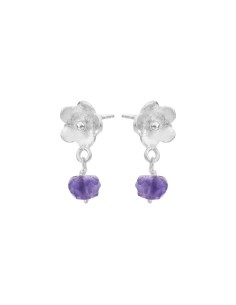 SUSANNE FRIIS BJØRNER | Ørestikker sølv, 7 mm blomst med lille ametystfacet